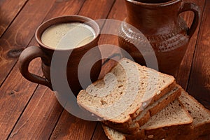 Traditional Russian or Ukrainian  Malt Beer -Kvass in  mug