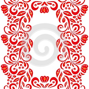 Traditional Russian vector pattern frame with place for text in khokhloma style. Can be used for banner, card etc.
