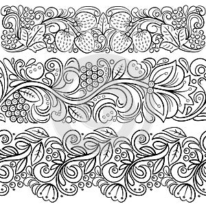 Traditional Russian vector pattern in khokhloma style.