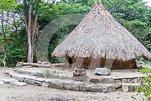 Traditional rustic houses of indigenous Kogi people photo