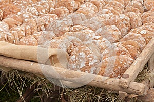 Traditional Rye flour bread cooked on site during the