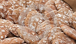 Traditional Rye flour bread cooked on site during the