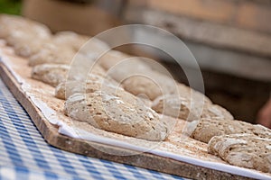 Traditional Rye flour bread cooked on site during the