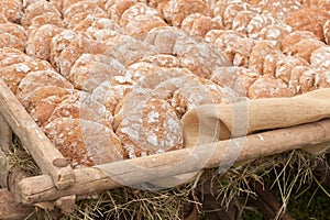 Traditional Rye flour bread cooked on site during the