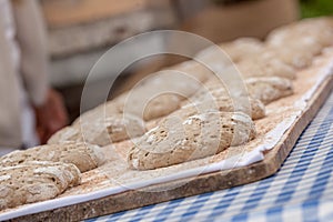 Traditional Rye flour bread cooked on site during the