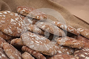 Traditional Rye flour bread cooked on site during the