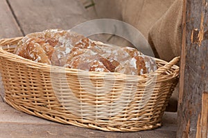 Traditional Rye flour bread cooked on site during the