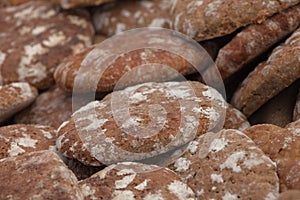 Traditional Rye flour bread cooked on site during the