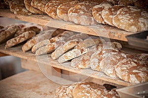 Traditional  Rye flour bread cooked on site during the