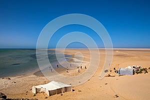 Traditional sahara tents on desert