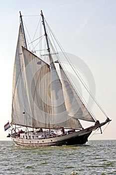 Traditional sailboat cruising in the Netherlands