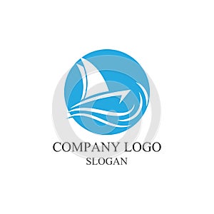 Traditional Sailboat logo design vector.