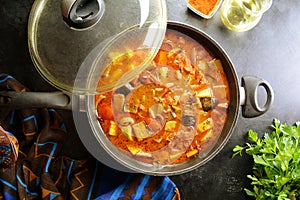 Traditional Sambar - recipe preparation photos with photos of the final dish and traditional mattha