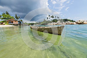 Traditional sampan in the fishing village of Bintan island