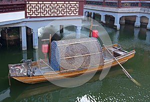 Traditional sampan in Yuyuan or Yu Garden in Shanghai