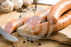 Traditional sausage on the table