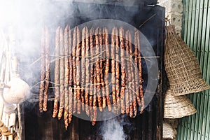 Traditional sausage smoking