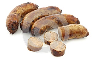Traditional sausages called bratwurst photo