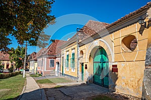 Traditional saxon houses in medieval village of Biertan,Transylvania, Romania