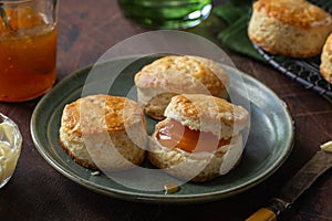 traditional scones with apricot jam