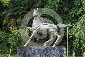 Traditional sculpture of horse at Hanibe caves, Komatsu, Ishikawa Prefecture, Japan