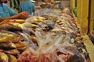 Traditional Seafood Market display in Tegucigalpa Honduras