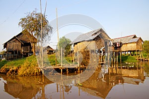 Traditional Shan house on stilts in Hsipaw Inle Lake