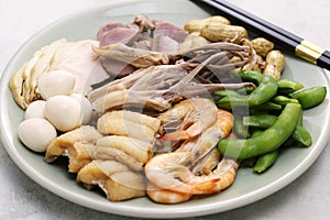 Traditional Shanghai summer cuisine. the meat and vegetables were soaked in aged Chinese wine lees brine.