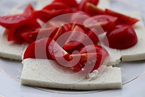 Traditional sheep cheese with tomatoes