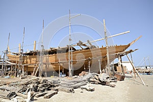 Traditional shipbuilding in Oman photo