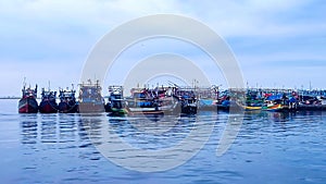 Traditional ships at the blue beach