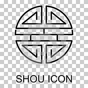 Traditional shou icon, spiritual isolated shu flat symbol, asian vector illustration