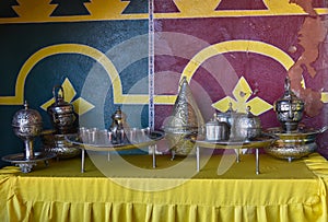 Traditional silver dishware, Morocco