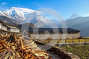 Traditional slate roofed Gurung Houses, Ghandruk, Nepal.