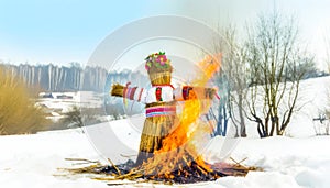 Traditional Slavic Ritual of Burning Marzanna Effigy to Celebrate Spring Equinox