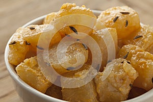 Traditional Slovak pieces of hand cheese with caraway seeds