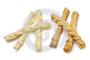 Traditional Slovak smoked and unsmoked korbacik string Cheese