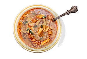 Traditional Slovakian soup from beef tripe