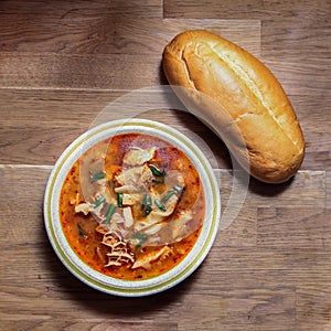 Traditional slovakian soup from beef tripe