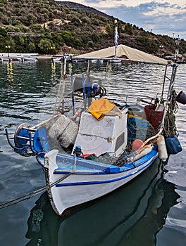 Traditional Small Wooden Fishing Boat, Greece