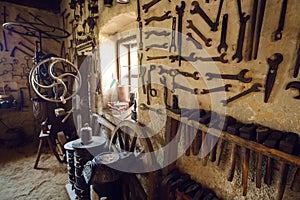 Traditional smithy workshop interior