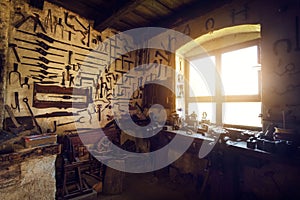 Traditional smithy workshop interior