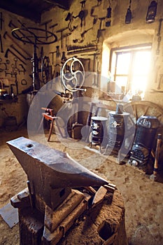 Traditional smithy workshop interior