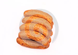 Traditional smoked pork sausage, isolated. Polish meat sausage, a packshot photo for package design.