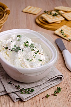 Traditional soft cheese with thyme