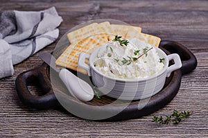 Traditional soft cheese with thyme