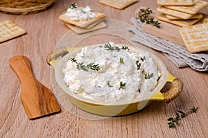 Traditional soft cheese with thyme