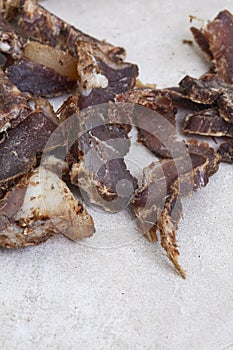 Traditional south African favorite, Biltong, cured meat