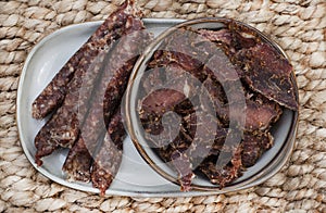 Traditional South African dry wors and Biltong photo