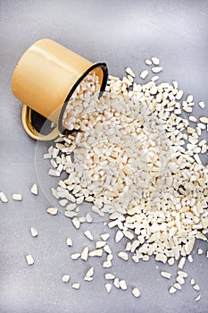 traditional South African staple, samp or pounded maize kernels. photo